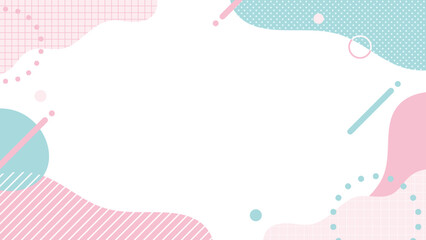 ピンクと水色の横長フレーム　バレンタイン　ホワイトデー