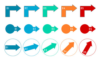 Arrow Infographic Steps Vector Icons Set