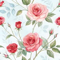 Fototapeta premium Seamless background with roses
