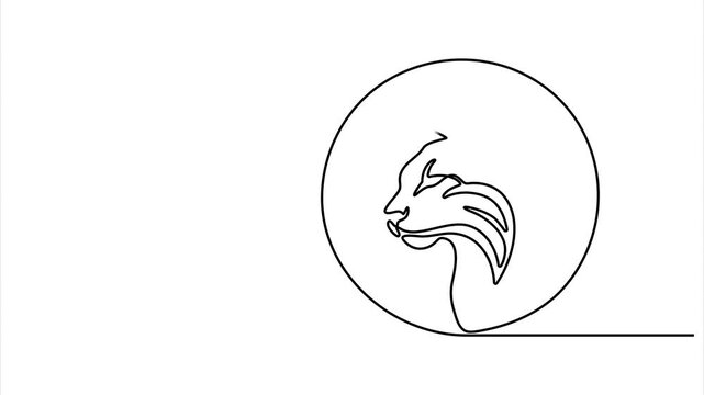 Animated self drawing of single continuous line draw stout lynx cat for company logo identity. Bobcat mammal animal mascot concept for national conservation park icon. Full length one line animation.