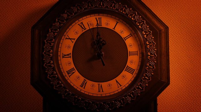 Wall Clock Face In Firelight