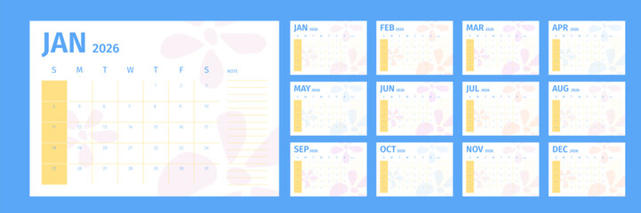 Cartoon Color Abstract Calendar Template Office Accessory for Your Business Web Design Element Flat Design Style. Vector illustration