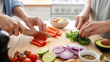 Preparing fresh vegetables on a wooden chopping board with hands slicing carrots and onions in a kitchen environment from a close-up viewpoint whisk_1vn8zs_via_RJ_Whisk_Auto.jpg