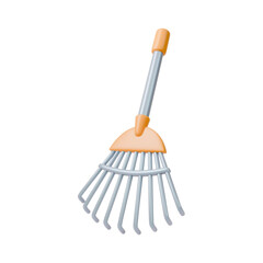 3d Colorful Fan Rake Tool Agricultural and Garden Concept Cartoon Design Style Isolated on a White Background. Vector illustration