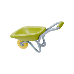 3d Colorful Wheelbarrow Tool Agricultural and Garden Concept Cartoon Design Style Isolated on a White Background. Vector illustration