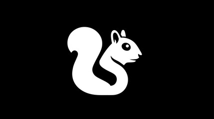Obraz premium Clean White Squirrel Graphic Icon Illustration with Modern Minimalist Design. Cute Animal Logo Element on Black Background.