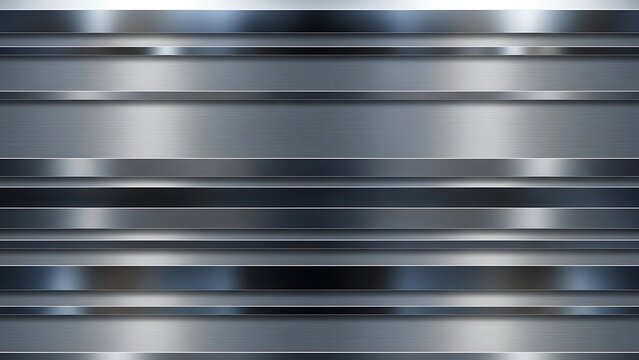 An abstract close-up of horizontal metal bars with varying widths and reflective surfaces, creating a textured pattern.