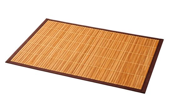 Realistic woven tatami mat with dark border isolated on transparent background