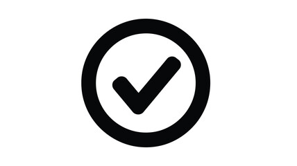 Simple black check mark inside a circle a minimalist graphic silhouette