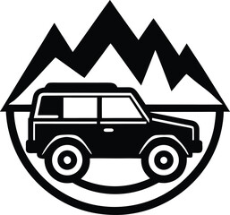 Off Road Car Mountain Vector Icon