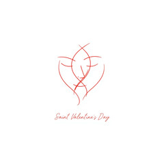 Stylish Valentine's Day graphic with intertwined hearts