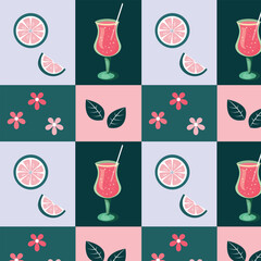 Refreshing Citrus Drink Seamless Pattern