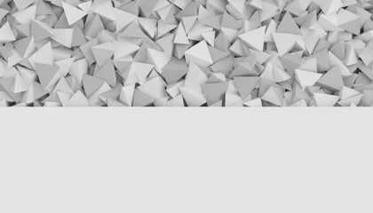 Abstract White and Gray Geometric Background Featuring Chaotic Scattered Triangular Pyramids for Modern Design