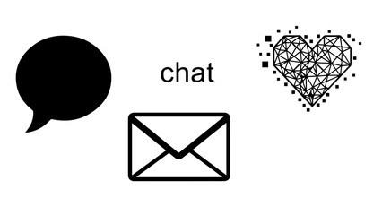 Chat symbols and communication icons isolated on white background, Vector