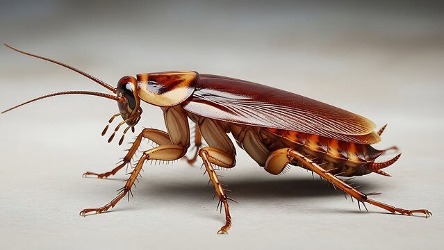 Close-up of a red and brown cockroach illustration