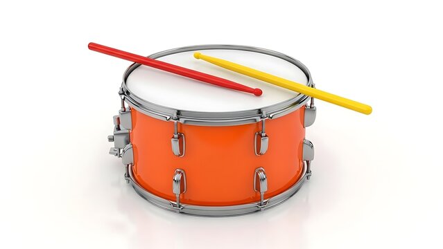 Bright orange drum with sticks illustration