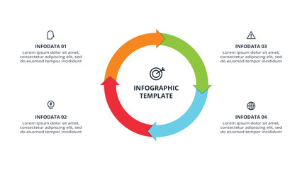 Abstract arrows of graph, diagram with 4 steps, options, parts or processes. Vector business template for presentation