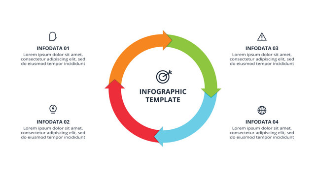 Abstract arrows of graph, diagram with 4 steps, options, parts or processes. Vector business template for presentation