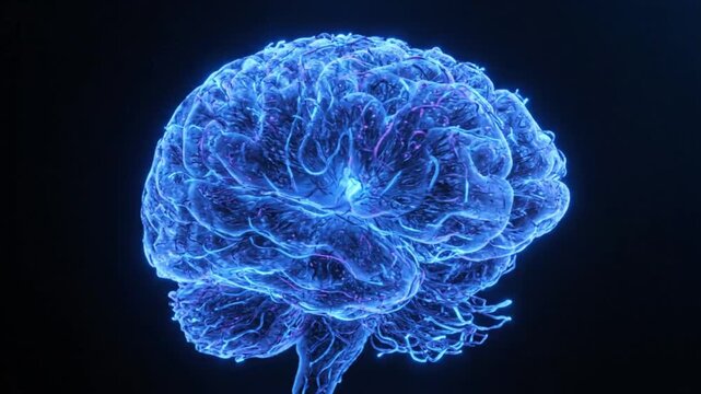 Artificial intelligence neural network glowing connections loop