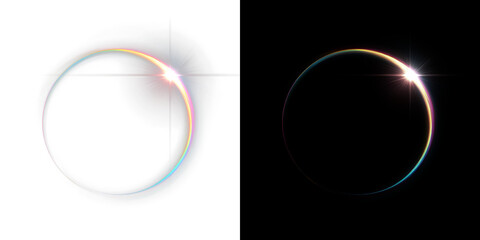 Thin Rainbow Light Eclipse or Circular Lens Flare On Transparent Background PNG © Tomash