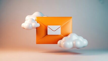 Cloud Email Communication Concept with Digital Envelope