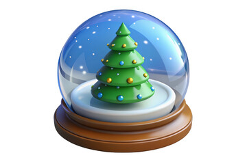 Charming snow globe christmas tree isolated on transparent background