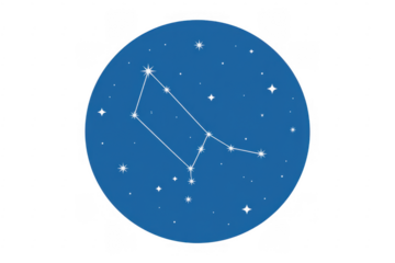 Constellation pattern on blue circle starry night astronomy isolated on a transparent background