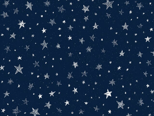 A dark blue background filled with numerous white stars of various sizes and shapes