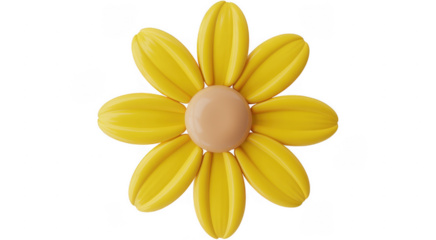 Yellow flower toy petals center isolated on a transparent background