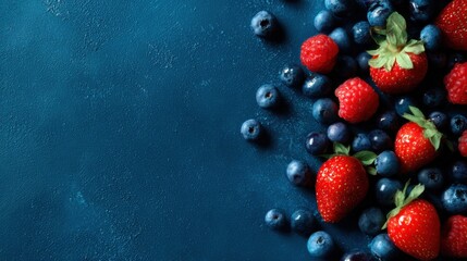 Fresh berries on a blue surface ready for summer desserts or snacks