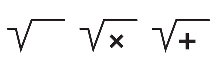 Fototapeta premium Square Root Vector Icon Set – Math Symbol in Line and Solid Glyph Style for Web, App and Infographic Design
