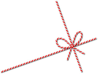 Elegant red and white twisted rope tied in a cheerful bow for festive design elements Vector, illustration