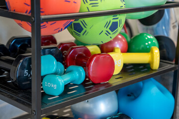 Instruments for physiotherapy and osteopathy in a rehabilitation gymnasium