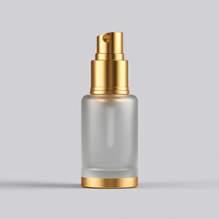 Naklejka premium Frosted glass cosmetic bottle with golden pump for luxury skincare branding