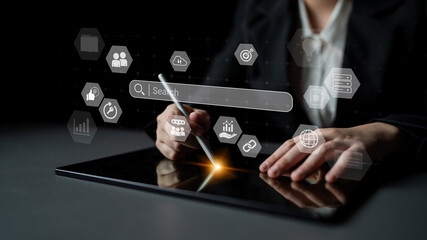 Search bar representing digital marketing, SEO analysis, and network data management Parse