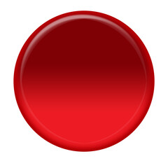 Glossy red gradient circular button icon isolated on white background, bold modern round badge for alert symbols, web interface, mobile app UI design, infographic graphics, colorful abstract digital e