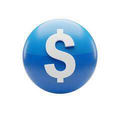 Obraz premium A blue circle with a white dollar sign isolated on transparent background