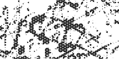 Abstract geometric black and white deco art halftone hexagone and triangle print pattern. vector background