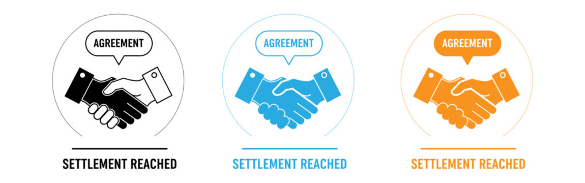 Handshake icons for agreement and settlement