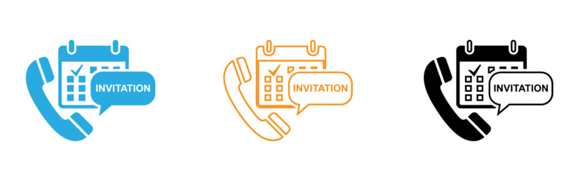 Invitation icons with phone and calendar