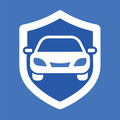 Fototapeta premium Minimalist Car Icon with a Shield Symbolizing Automotive Safety and Insurance Protection
