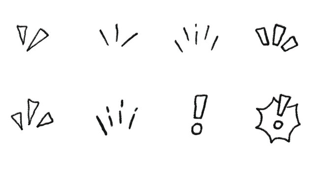 Hand Drawn Comic Action Lines and Exclamation Mark Expression Set