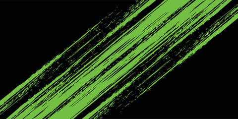 Abstract green and black grunge vector background. Dynamic design with distressed diagonal lines, halftone dots, and splatter textures, creating an energetic and edgy modern effect. vector