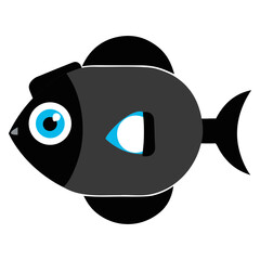 Vector art illustration of a futuristic innovative marine fish with sensors and cameras on its head