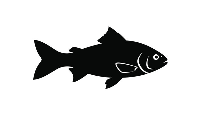 A simple black fish shape a minimalist graphical representation silhouette