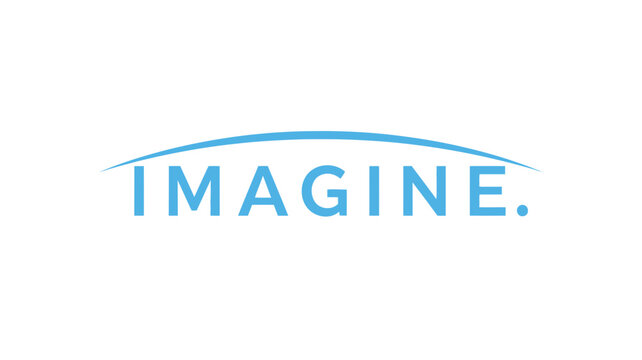 Blue curved line with the word imagine a striking silhouette