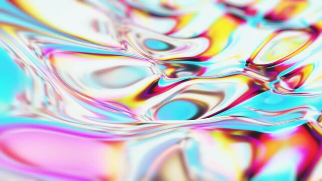 Abstract Liquid Metal Flowing Waves Iridescent Chrome Fluid Motion Psychedelic Color Shift