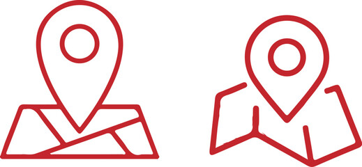 road map location pin red line icon set vector illustration 