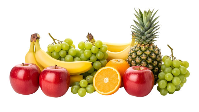 Fresh fruit assortment with pineapple apples bananas oranges and grapes