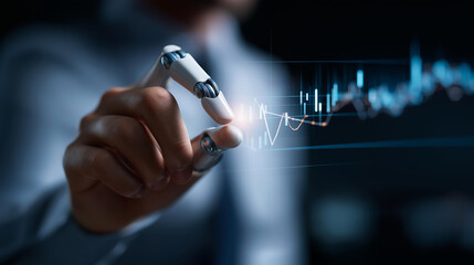 Faceless businessman hand hold automation process chart AI driven efficiency workflow optimization robotics algorithms innovation productivity system integration digital